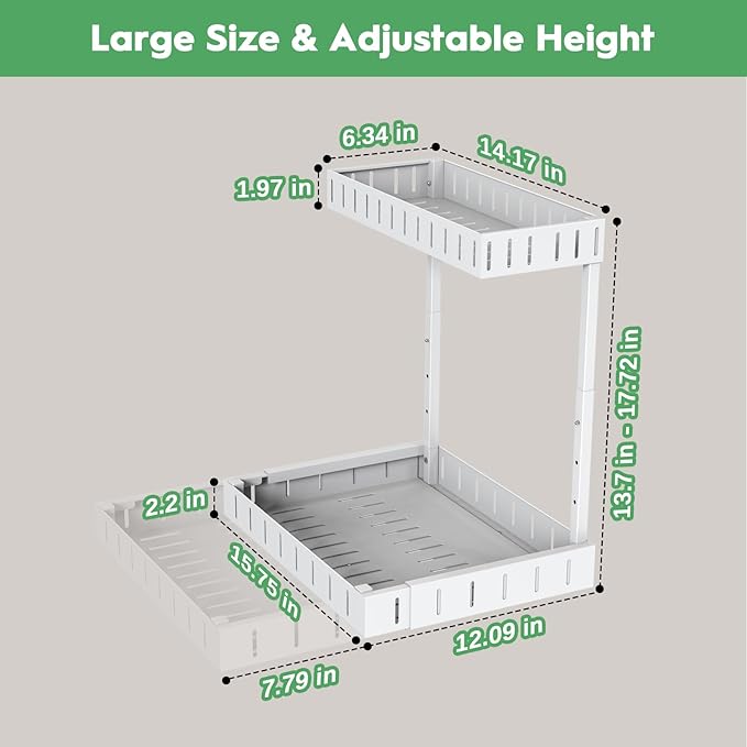 REALINN Under Sink Organizer, 2 Tier Expandable Under Cabinet Organizer - Image 5