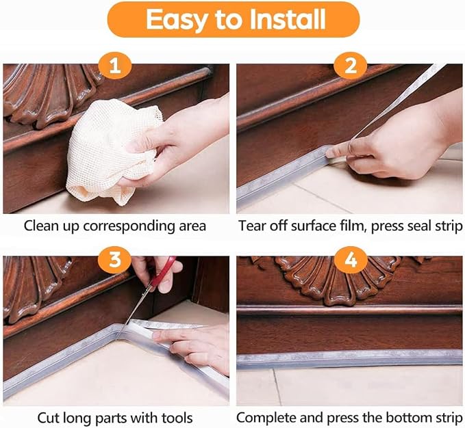 Door Weather Stripping Door Seal Strip Tape, Silicone Door Draft Stopper - Image 7