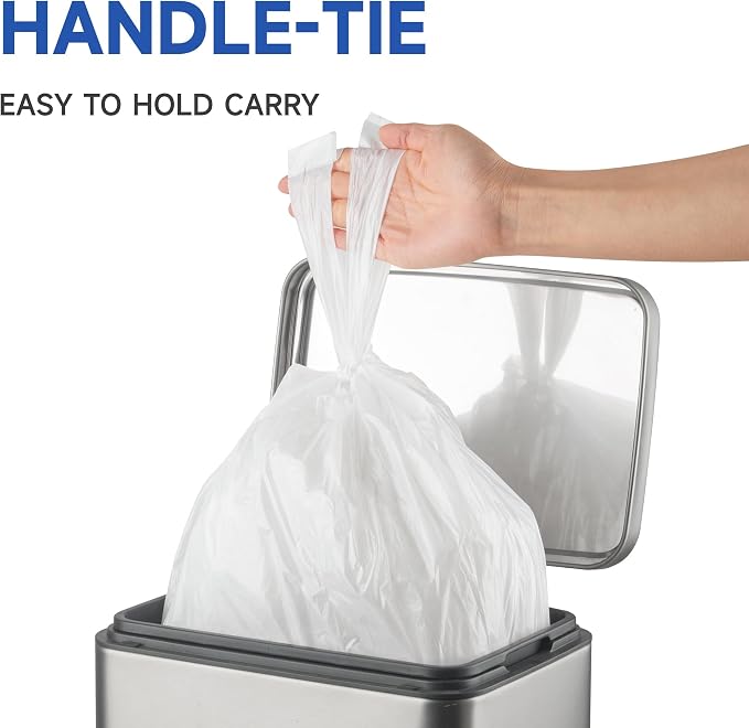 Small Trash Bags with Handles 8 Gallon 40 Count White - Image 5
