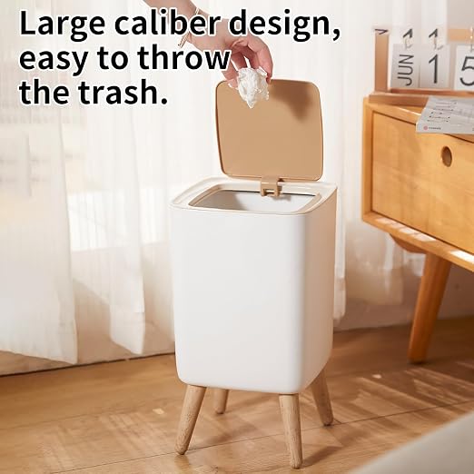 WanWanKa Mini White Plastic Trash Can, 2.6 Gallon Capacity, Slim Design - Image 5