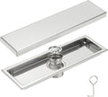 uxcell Rectangular Shower Drain, Brushed 304 Stainless Steel Odor-Proof Floor by uxcell