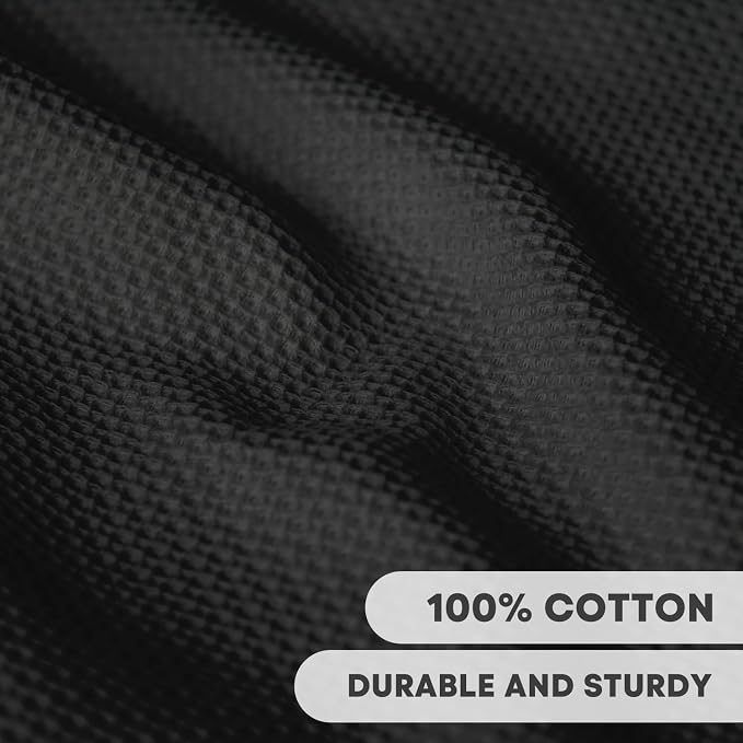 Artoid Mode 100% Cotton Black Waffle Weave Kitchen Dish Cloths, 13x28 Inch - Image 2