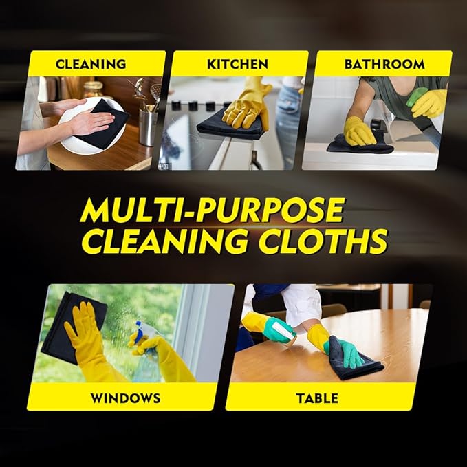HOMEXCEL Black Microfiber Cleaning Cloth 12 Pack, 12.5 x 12.5 inch Microfiber - Image 6