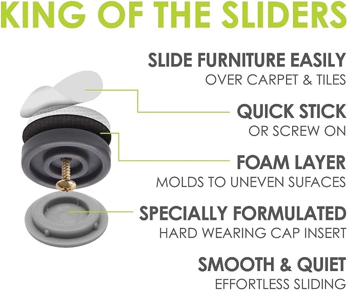 GorillaGlides 1 Inch Chair Sliders/Furniture Floor Protectors Self-Adhesive - Image 3