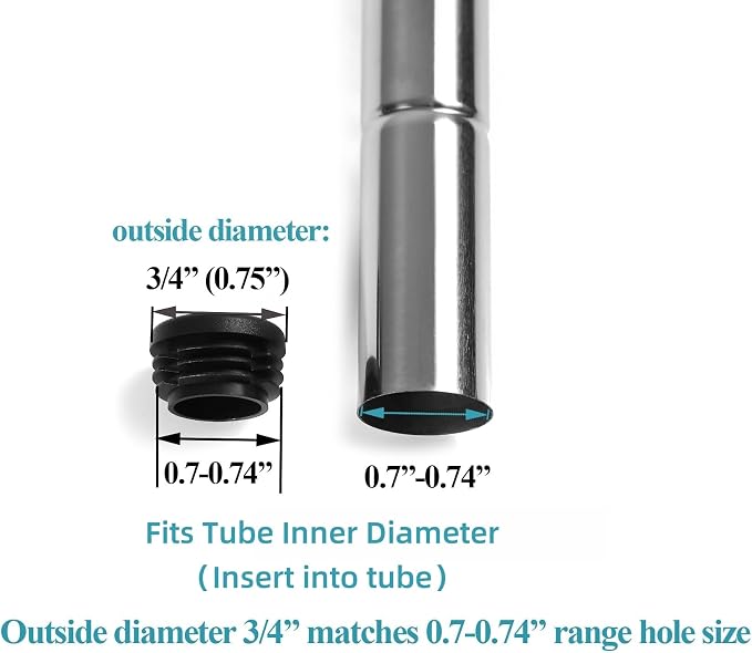 Plastic Plugs Tubing End Caps Chair End Caps Furnigear 3/4" Outside Bottom - Image 2