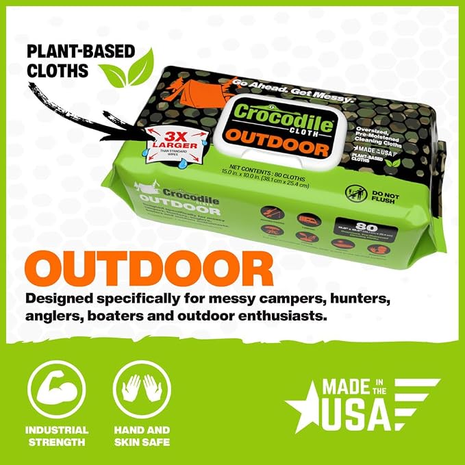 Crocodile Cloth Outdoor Cleaning Wipes – 8 Packs/640 Total Count Plant-Based - Image 3
