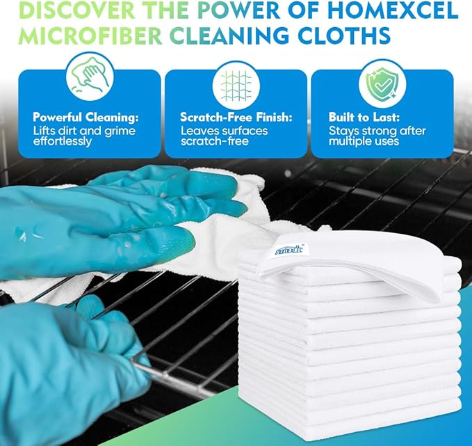 HOMEXCEL Microfiber Cleaning Cloth 20 Pack 11.5 x 11.5 inch Microfiber Towels - Image 2