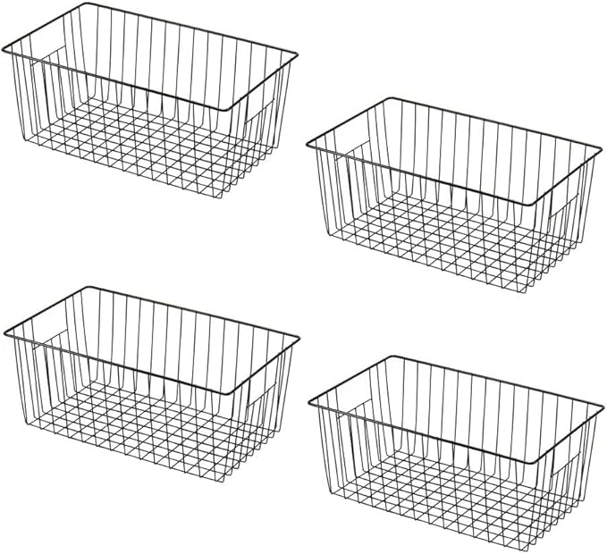16" L x 12" W Wider Freezer Storage Organizer Baskets Container, Deep Metal by Y.Z.Bros
