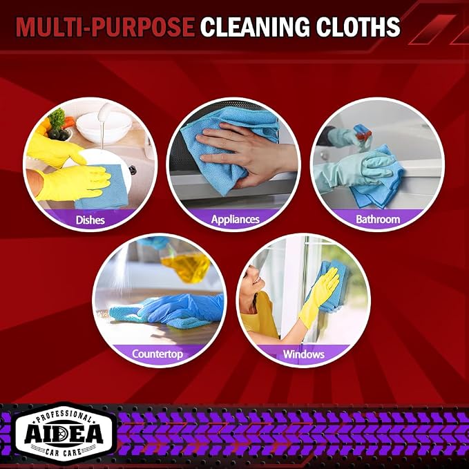 AIDEA Microfiber Cleaning Cloth Blue 10PK, Microfiber Towels - Image 7