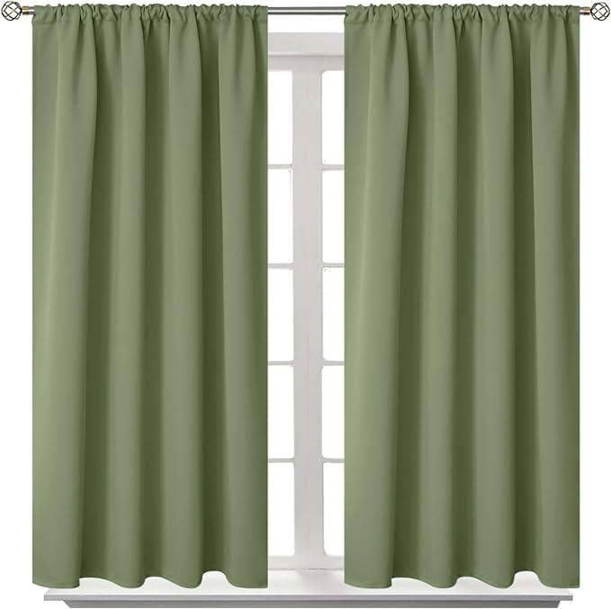 BGment Olive Green Blackout Curtains 45 Inch Length by BGment