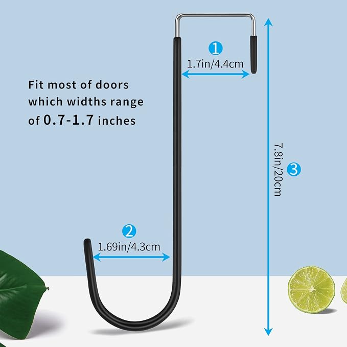 FYY Over The Door Hooks, 6 Pack Upgraded Long Door Hangers Hooks - Image 2