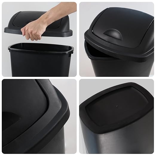 6 Gallon / 25 L Trash Can, Plastic Swing Lid Garbage Waste Bins Container - Image 3