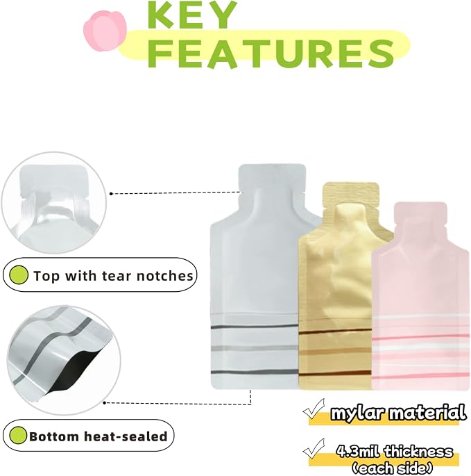 100 Pack 2.36x4.7 inch Heat Seal Sample Mylar Packets - Image 4