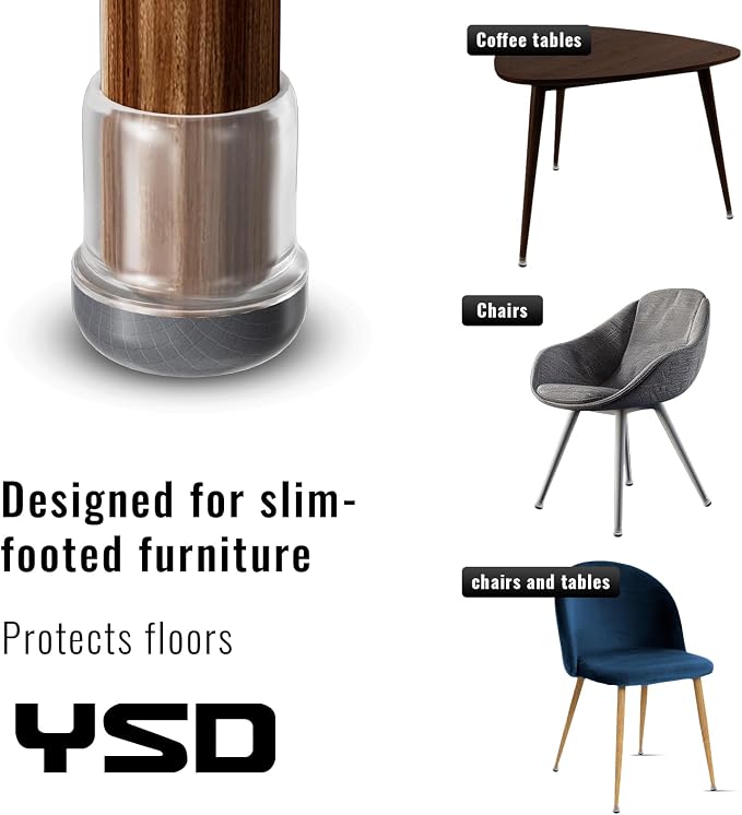 YSD 1Inch 24 Pcs Silicone Chair Leg Floor Protectors, Hair and dust Resistant - Image 3