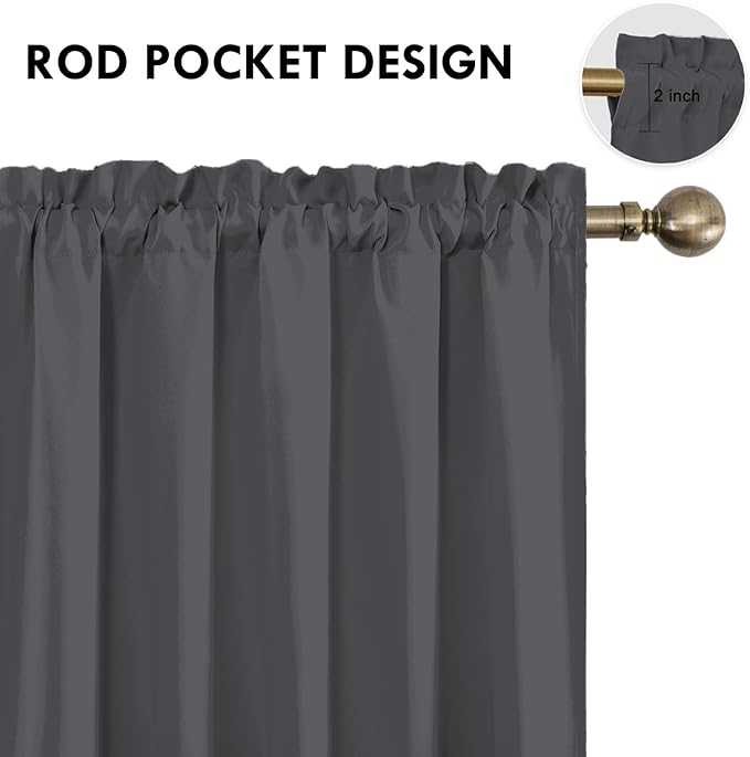 DWCN Bedroom Blackout Curtains 70 x 84 Inches Length 2 Panels Set, Solid - Image 4