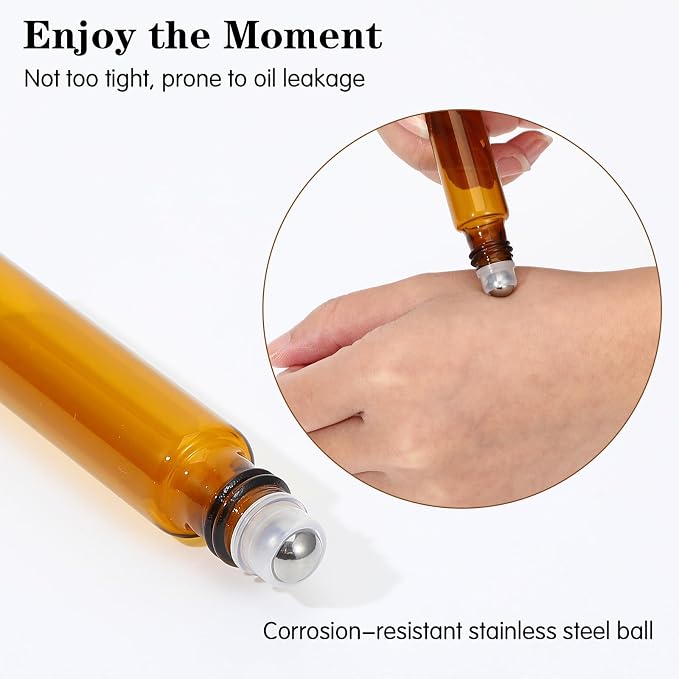 10pcs Amber Essential Oil Roller Bottles, 10ml Roller Bottles - Image 4