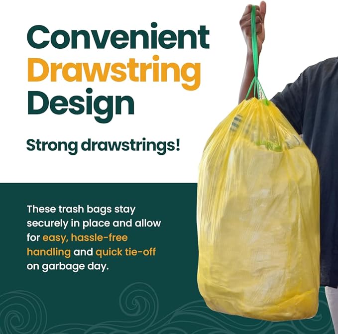 13 Gallon Trash Bags with Drawstrings, 40 Bags Made from 50% Recycled Plastic - Image 4