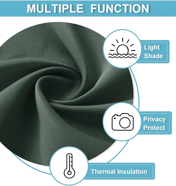 RYB HOME Room Darkening Curtains 45 inches Length, W 42 x L 45 inch, 2 Panels - Image 6