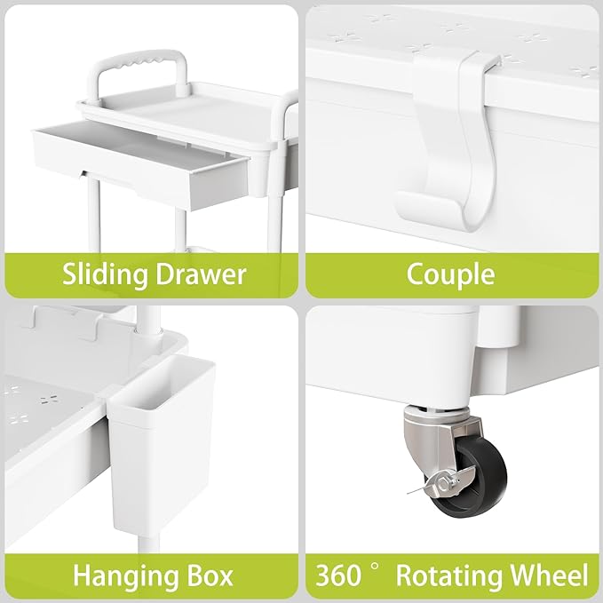 3 Tier Rolling Cart Organizer, Laundry Room Bathroom Organizers and Storage - Image 4