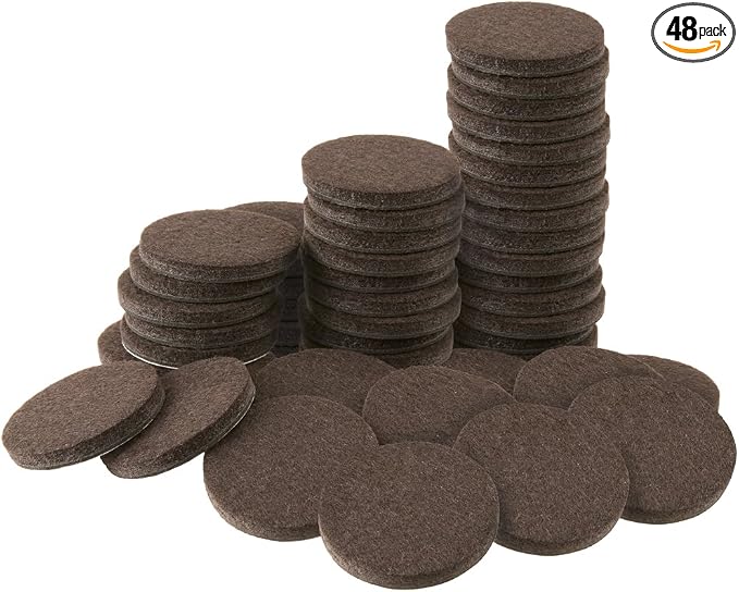 SoftTouch 1" Round Felt Pads – Heavy Duty Self-Stick Furniture Floor Protectors by SOFTTOUCH