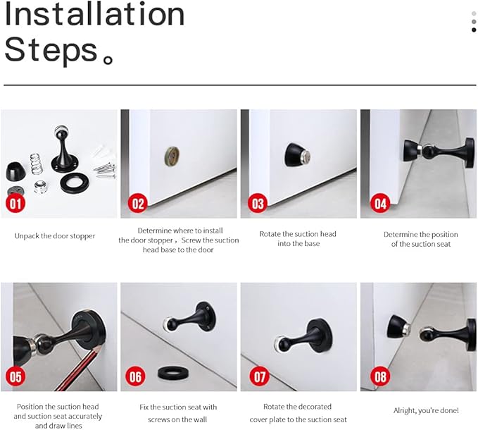 YAGU Door Stopper 6 Pack Magnetic Door Stops, Zinc Alloy Brushed Bronze Door - Image 6