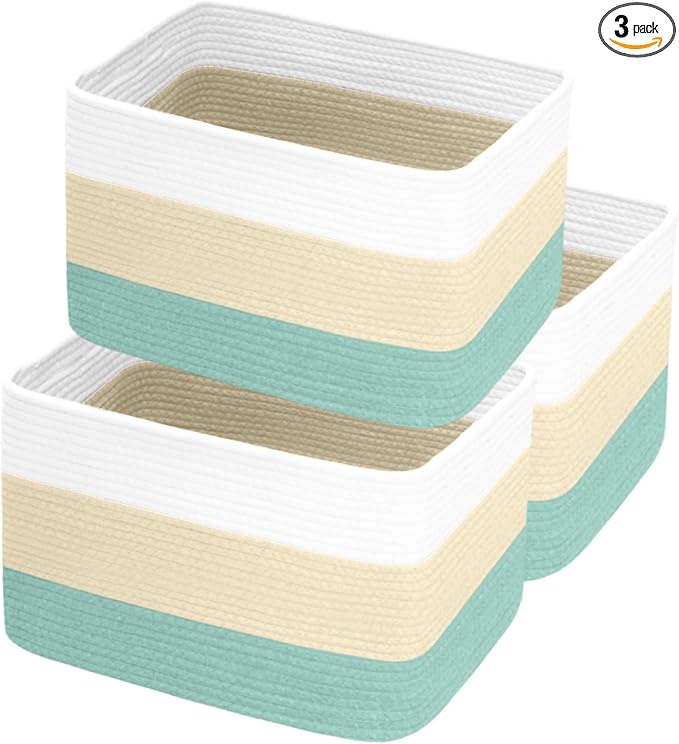 Hopegiver Woven Storage Baskets 15x11x10 Inch, 3 Pack Collapsible Cube Storage by HOPEGIVER
