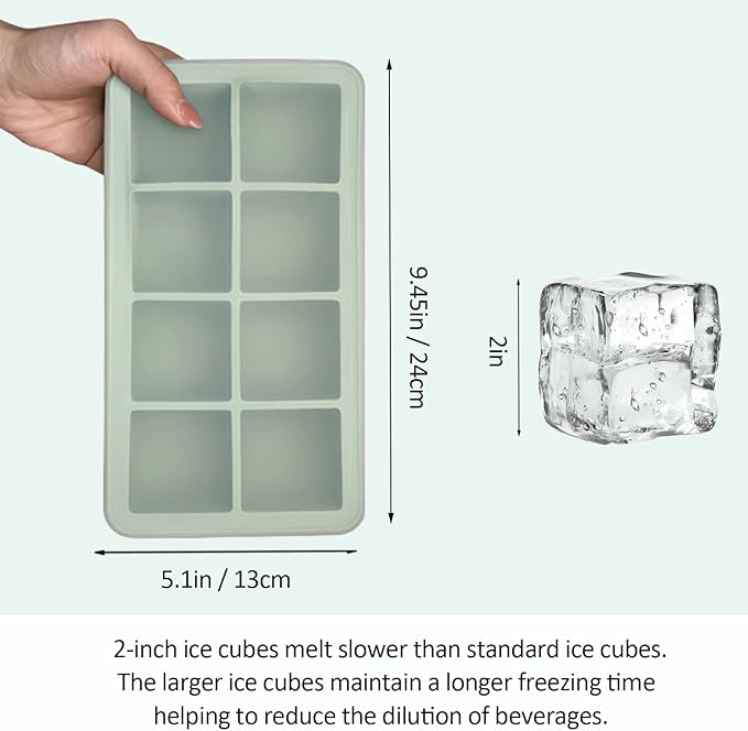 2 Pack Silicone 2 Inch Large Ice Cube Molds - Image 3