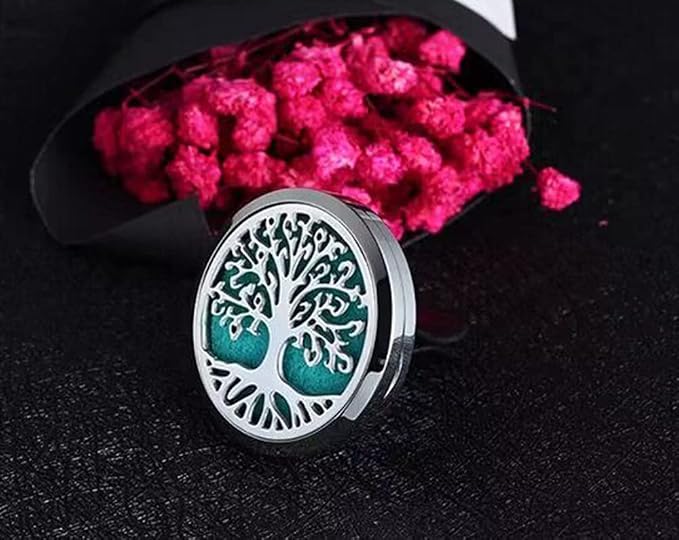 2Psc Car Essential Oil Diffuser Locket Tree of Life Pattern Stainless Steel Car - Image 4