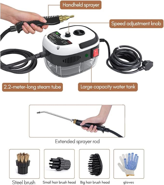 Decdeal Steam Cleaner - 2500W High Temperature Pressurized Handheld Steam - Image 6