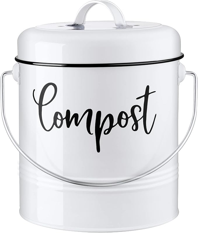 Compost Bin Kitchen, 1.3 Gallon Farmhouse Kitchen Compost Bin Countertop by DAYYET
