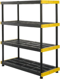 BLACK & YELLOW, 4-Tier Heavy Duty Plastic Storage Shelving Unit, 200lbs/shelf by BLACKYELLOW