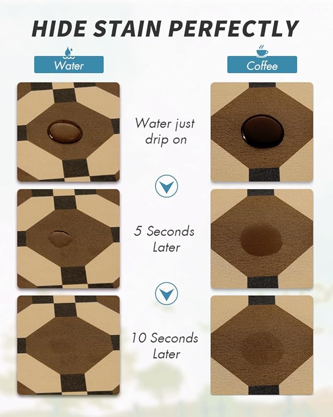 AMOAMI Coffee Mat Hide Stain Rubber Backed Absorbent Dish Drying Mat - Image 2