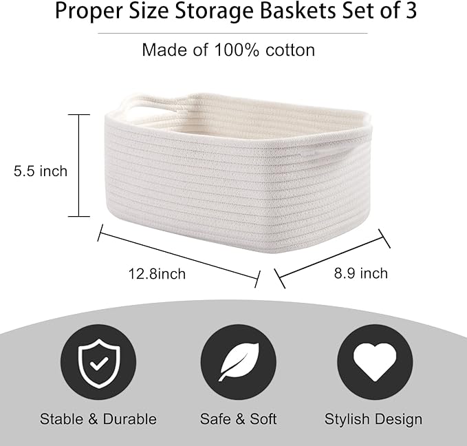 OIAHOMY Cotton Rope Storage Baskets | Decorative Storage Basket - Image 3