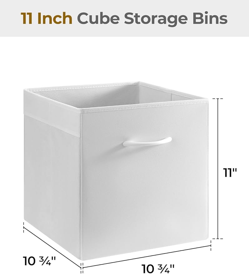 StorageWorks White Storage Cubes, 11-inch Leather Bins - Image 2