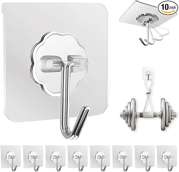 Adhesive Wall Hooks for Hanging Heavy Duty 50 lbs Large Hooks for Walls No by DDMY