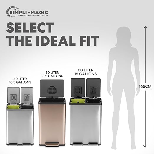 SIMPLI-MAGIC 13.2 Gallon Step Trash Can – Kitchen Garbage Can - Image 3