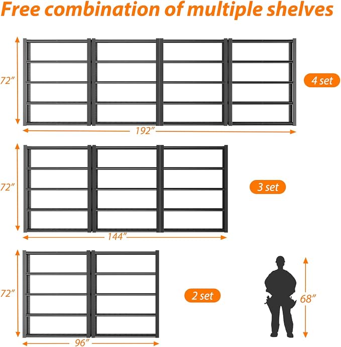 Garage Shelving, Storage Shelves Heavy Duty 2800 LBS Capacity, 5 Tier - Image 3