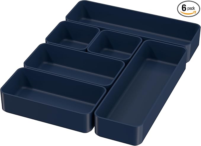 Drawer Organizers, Storage Plastic Desk Bins Stackable Organizers Tray by CHANCETSUI