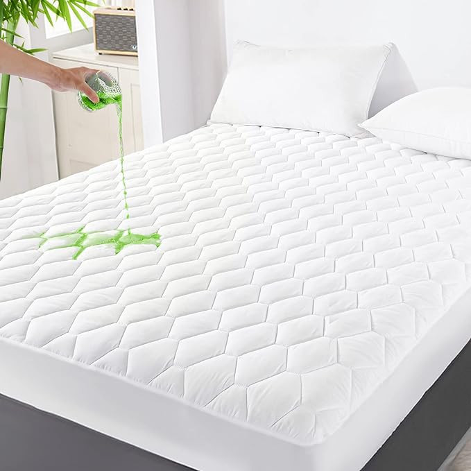 GRT King Mattress Protector Waterproof, Rayon from Bamboo, Cooling Quilted by GRT