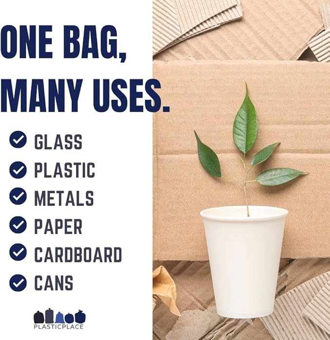 Plasticplace 30-40 Gallon Recycling Trash Bags │ 1.2 Mil│ Blue Garbage Bag - Image 6