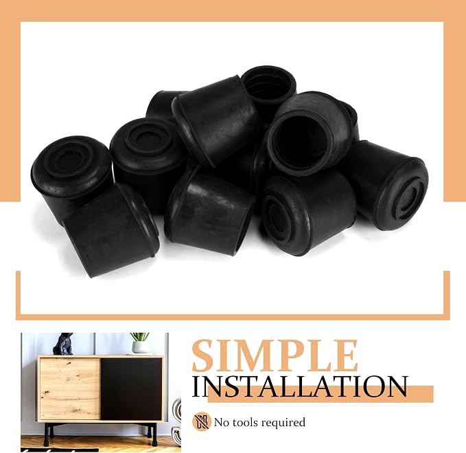 1-1/8” Round Rubber Chair Leg Tips Caps, Chair Leg Floor Protectors, Non-Slip - Image 7