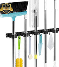 Black 5 Racks and 4 Hooks Mop and Broom Holder Wall Mount, Broom Organizer by AceMining