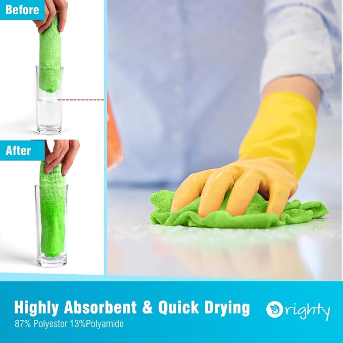 Orighty Microfiber Cleaning Cloth, 24 Pack Highly Absorbent Cleaning Supplies - Image 3