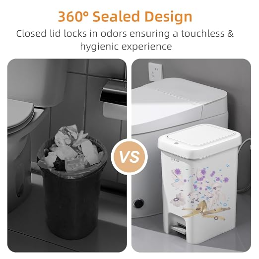 MOPALL Trash Can with Lid, Garbage Can with Press Top & Foot Pedal, Kitchen - Image 4