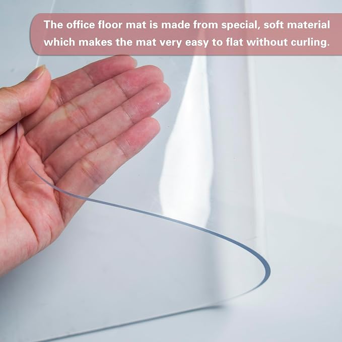 Office Chair Mat for Hardwood Floor, 1/8" Thick 55” x 35” Crystal Clear Hard - Image 6