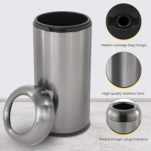 Dyna-Living Stainless Steel Trash Can Outdoor Large Garbage Can - Image 4
