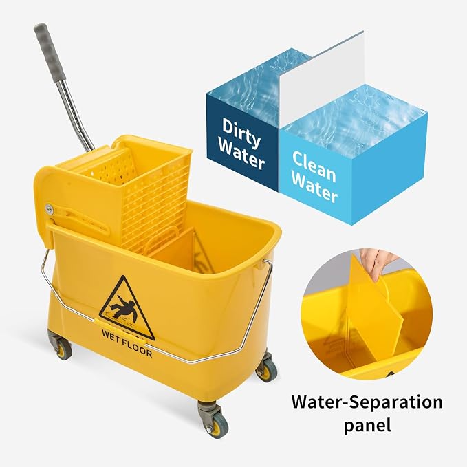 22 Qt Mop Bucket with Wringer for Floor Cleaning, 16.5" L x 10.6" W x 26.4" H - Image 5