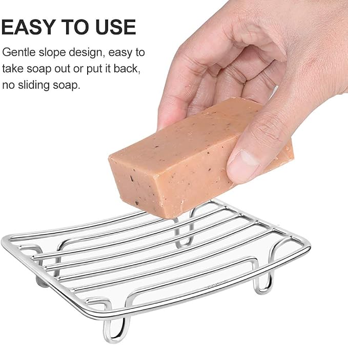 Bar Soap Dish Holder for Shower Bathroom Stainless Steel Rust Proof Self - Image 4