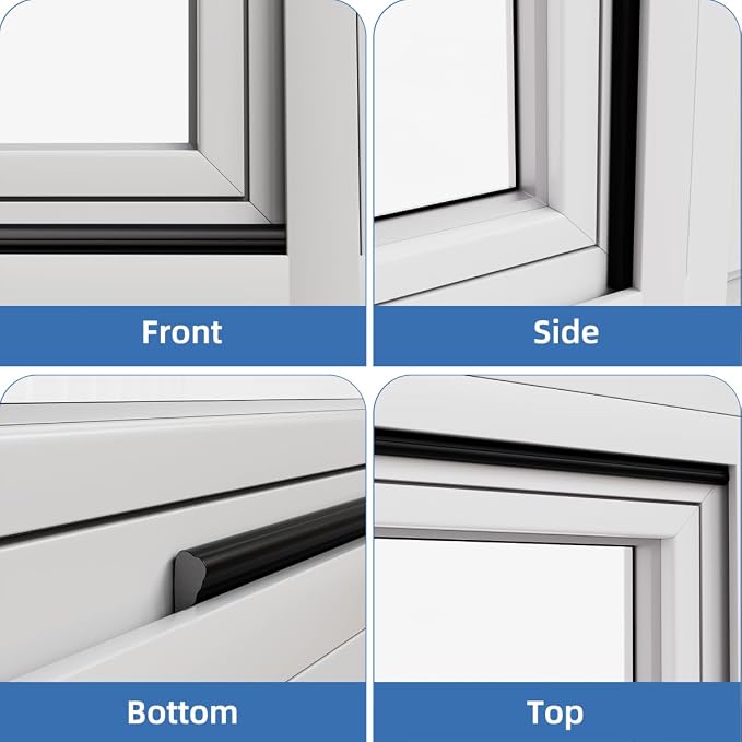 Wedge-Shape Window Weather Stripping Door Frame Seal Strip 2Pcs×196" Black - Image 8