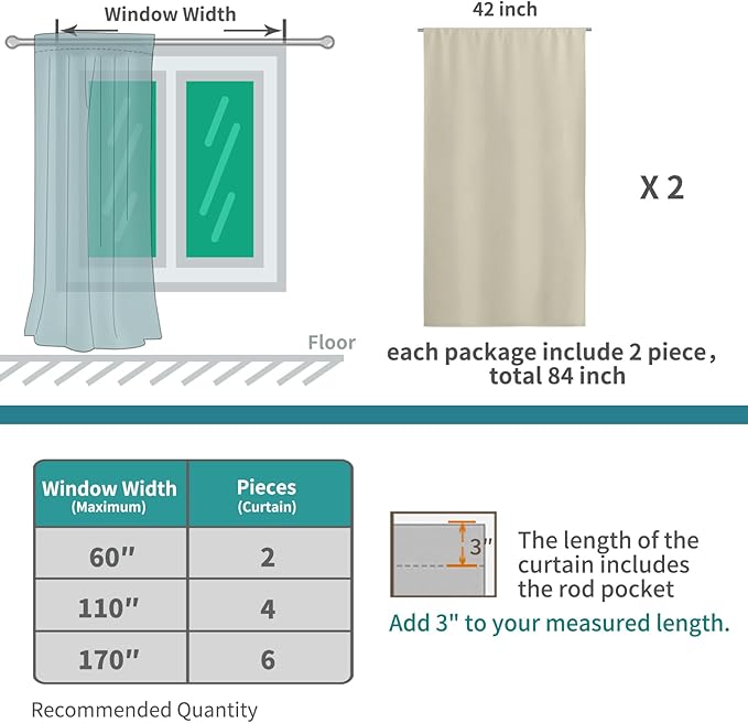 BGment Short Blackout Curtains 48 Inches Length - Image 6
